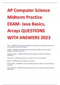 AP Computer Science  Midterm Practice  EXAM- Java Basics,  Arrays QUESTIONS  WITH ANSWERS 2023