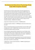 Developmental Educational Psychology Study Guide With Complete Solution