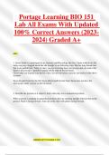 Portage Learning BIO 151 Lab All Exams With Updated 100&percnt; Correct Answers &lpar;2023-2024&rpar; Graded A&plus;