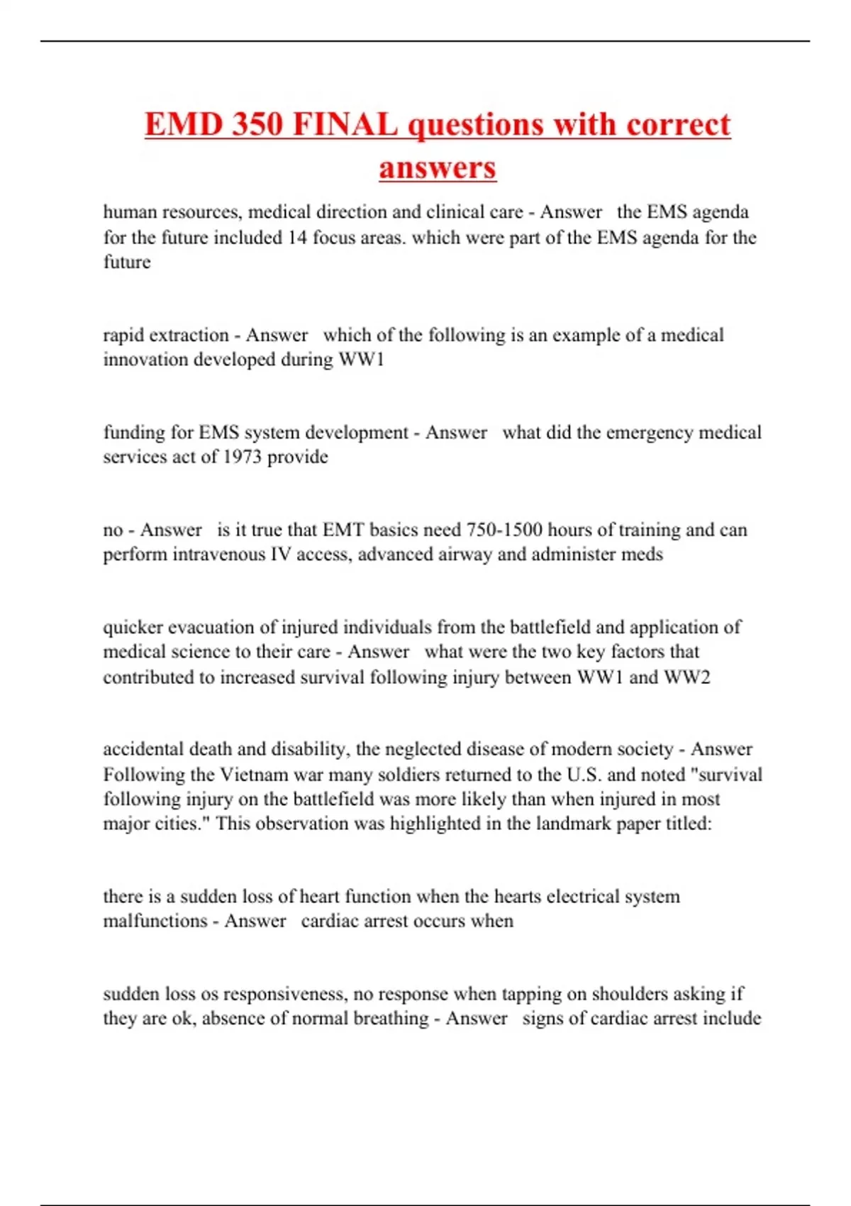 Emergency Medical Dispatcher (EMD) Tests Bundle Stuvia US