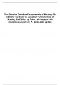 Test Bank for Canadian Fundamentals of Nursing, 6th Edition| Test Bank for Canadian Fundamentals of Nursing 6th Edition by Potter, all chapters 1-48 (questions & answers) A+ guide.2023 update