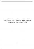TEST BANK FOR CAMPBELL BIOLOGY 9TH EDITION BY REECE URRY CAIN