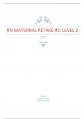 RN MATERNAL RETAKE #2: LEVEL 2-  Questions and Answers Graded A