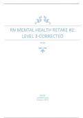 RN MENTAL HEALTH RETAKE #2: LEVEL 3-CORRECTED Questions and Answers