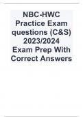NBC-HWC Practice Exam questions (C&S) 2023/2024  Exam Prep With Correct Answers
