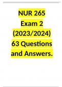    NUR 265  Exam 2 (2023/2024)  63 Questions and Answers.
