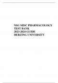 NSG MISC PHARMACOLOGY TEST BANK 2023-2024 GUIDE - HERZING UNIVERSITY 