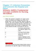 NURSING 112 Chapter 17- Infection Prevention and Control in the Hospital and Home Williams- deWit's Fundamental Concepts and Skills for Nursing&comma; 5th Edition-2022-2024