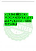 NUR301 HESI RN FUNDAMENTALS V1 and V2 Latest Update 2023/2024