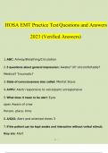HOSA EMT Practice Test Questions and Answers 2023 - 2024 (Verified Answers)