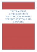 Updated Test Bank For Introduction To Critical Care Nursing 9th Edition By Sole All Chapters