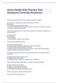 Home Health Aide Practice Test Questions Correctly Answered..