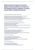 National Home Inspector Practice Exam (These questions are from the PSI National Home Inspector Practice Exam) With Complete Solutions.