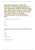 HESI Math Questions, HESI A&P Questions, HESI Reading Questions, Hesi Vocabulary, HESI A2: Math practice test, BEST hesi a2 version 1 and 2, HESI Math Questions!!!, Hesi A2 Vocabulary from book, HESI A2 - Reading Comprehension!, hesi A2 Entrance, Hes... |