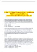  AAPC CPC Final Exam 2023-2024 Real Exam With Questions And Correct Answers(Verified Answers)| Garded A+