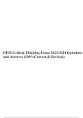 HESI Critical Thinking Exam 2023/2024 Questions and Answers (100%Correct & Revised).