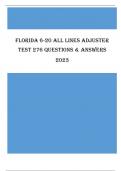 Florida 6-20 All Lines Adjuster Test 276 - Questions & Answers &lpar;RATED A&plus;&rpar; BEST VERSION 2023