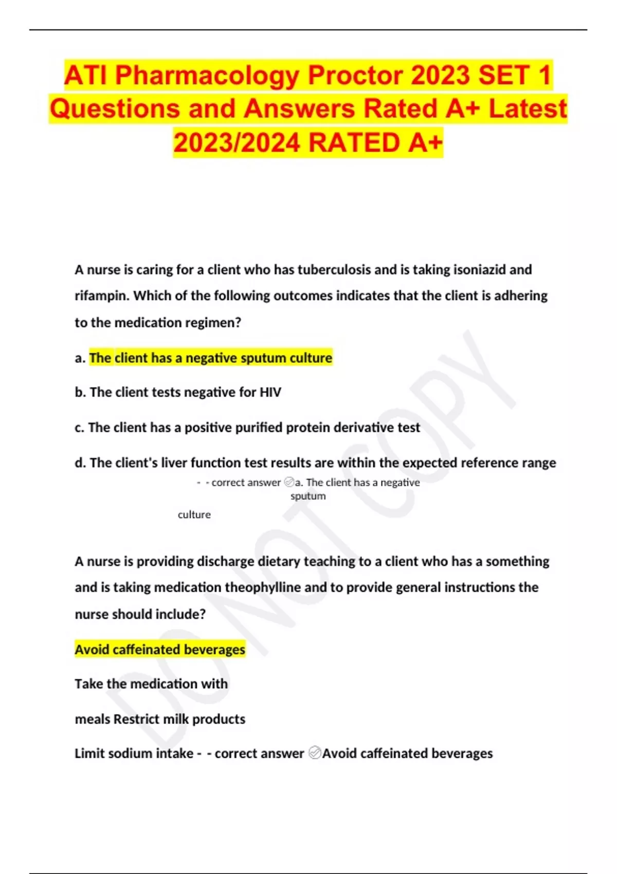 ATI Pharmacology Proctor 2023 SET 1 Questions and Answers Rated A+ ...