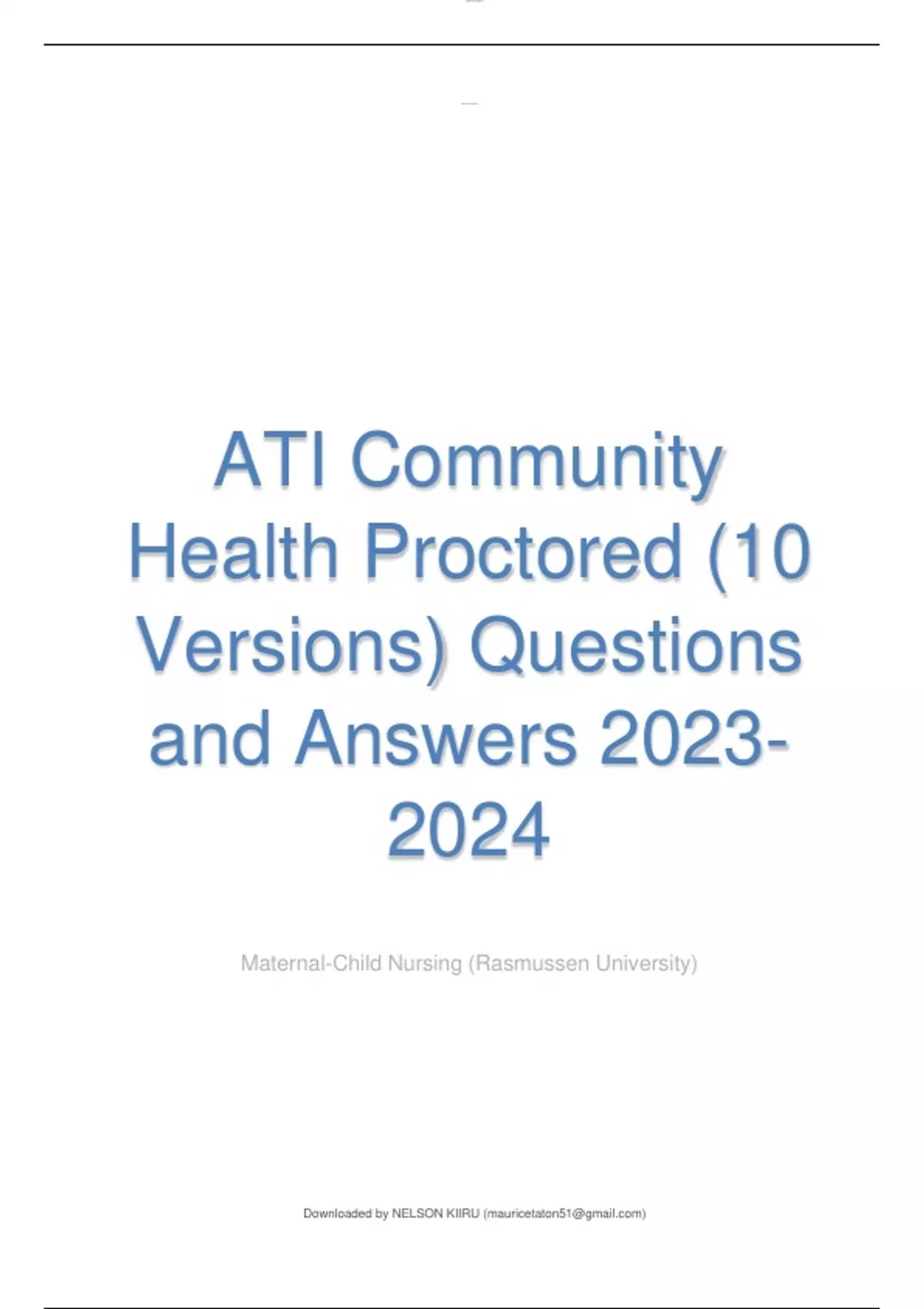 Ati Community Health Proctored 10 Versions Questions And Answers