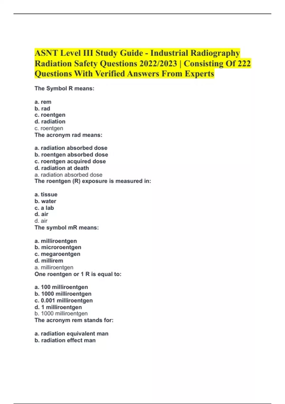 ASNT Level III Study Guide - Industrial Radiography Radiation Safety ...
