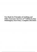 Test Bank for Principles of Auditing and Other Assurance Services 22nd Edition by Ray Whittington, Kurt Pany | Complete 2023/2024