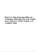 Bank For Clinical Nursing Skills and Techniques 10th Edition by Anne Griffin Perry, Patricia A. Potter Chapter 1-43 Complete Guide