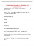Caregiving & Caregivers Questions with correct answers