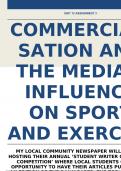 Unit 12 Assignment 3. Commercialism and the media in sport and exercise.