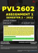 PVL2602 ASSIGNMENT 1 MEMO - SEMESTER 2 - 2023 - UNISA - DUE DATE: - 22 AUGUST 2023 (DETAILED MEMO – FULLY REFERENCED – 100% PASS - GUARANTEED) 