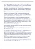 Certified Medication Aide Practice Exam &lpar;CMA&rpar; Questions And  VERIFIEDAnswers 2022 - 2023