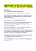Florida Laws and Rules Exam Practice Quesions with Complete Solutions &vert; Latest Graded A&plus; &lpar;2023&sol;2024&rpar; & FLORIDA PTA LAWS AND RULES EXAM PRACTICE QUESTIONS WITH SOLUTIONS &lpar;2023&sol;2024&rpar;