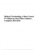 Medical Terminology a Short Course 9 th Edition Davi Ellen Chabner Test Bank 