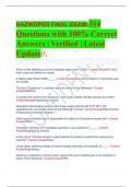 HAZWOPER FINAL EXAM&sol; 314 Questions with 100&percnt; Correct Answers &vert; Verified &vert; Latest Update