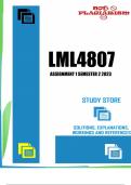 LML4807 Assignment 1 Semester 2 2023 - DUE 22 August 2023