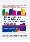 TEST BANK: ESSENTIALS OF PSYCHIATRIC MENTAL HEALTH NURSING 3rd,4th,and 8th WITH QUESTIONS AND CORRECT ANSWERS 