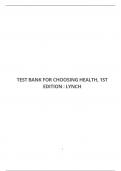 TEST BANK FOR CHOOSING HEALTH&comma; 1ST EDITION &colon; LYNCH