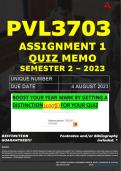 PVL3703 ASSIGNMENT 1 QUIZ MEMO - SEMESTER 2 - 2023 - UNISA - (100% PASS GUARANTEED) DUE: - 4 AUGUST 2023