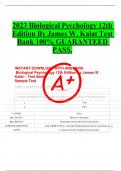 Biological Psychology 12th Edition by James W. Kalat – Test Bank Sample Test