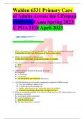 Walden 6531 Primary Care of Adults Across the Lifespan Midterm Exam Spring 2023 &sol;UPDATED April 2023