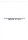 Florida Adjuster Licensing Practice Exam QUESTIONS AND ANSWERS ALL CORRECT