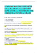 PTA LAWS AND RULES FLORIDA FINAL EXAM LATEST 2023-2024 REAL EXAM ALL QUESTIONS AND CORRECT ANSWERS&vert;A&plus;GRADE