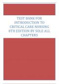 Test Bank For Introduction To Critical Care Nursing 8th Edition By Sole All Chapters