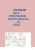 HESI PN EXIT EXAM 2023/2022 LATEST VERSION 140 questions  and answers