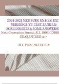  2024 HESI  MED SURG BRAND NEW AUTHENTIC  RN EXITEXAM VERSION 3 (V3) TEST BANK ( 55 SCREENSHOTS & SOME ANSWER(S)):  Next Generation Format ALL 100% CORRECT – GUARANTEED A++   -ALL PICS INCLUDED!!