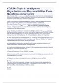 CDASA- Topic 1: Intelligence Organization and Responsibilities Exam Questions and Answers
