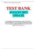 TEST BANK AUGUST 2023 UPDATE    COMPLETE (Advanced Pharmacology) ALL FINAL EXAMS.VERSION 1,2,3,4,5,6,7,&8 .OVER 1200 Correctly Answered Questions|100%VERIFIED EXAMS|LATEST Update 2023{Graded A+}