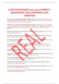 CCRP EXAM PREP 2023 300 CORRECT QUESTIONS AND ANSWERS 100&percnt; VERIFIED