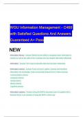 WGU Information Management - C468 with Satisfied Questions And Answers Guaranteed A+ Pass