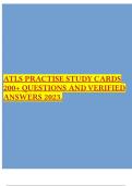 ATLS PRACTISE STUDY CARDS 200+ QUESTIONS AND VERIFIED ANSWERS 2023.