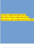 STATE FARM ESTIMATICS REVIEW PRACTISE EXAM 40 questions and verified answers 2023.